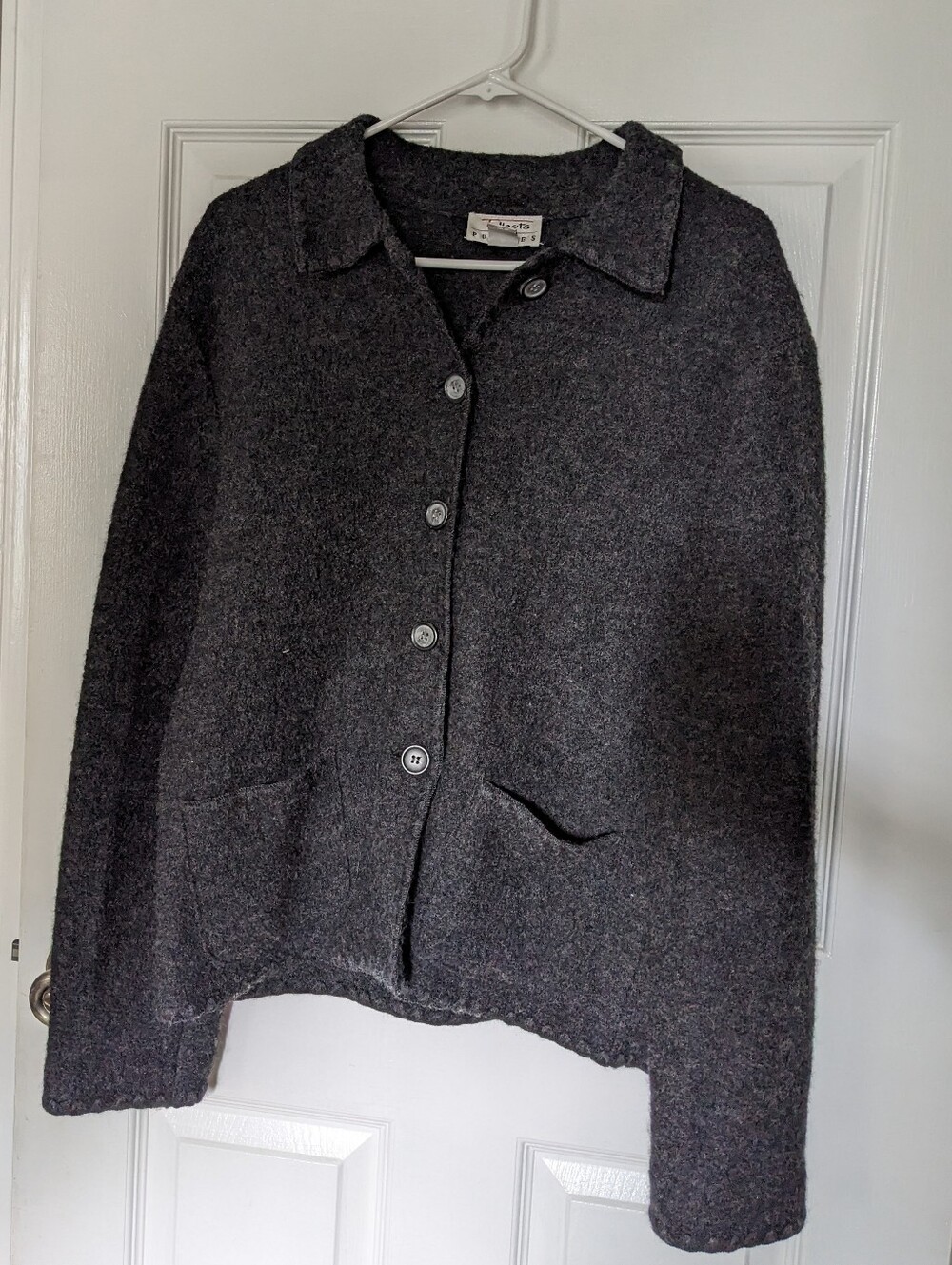 Cozy Women's Dark Gray Button-Up Wool Jacket
